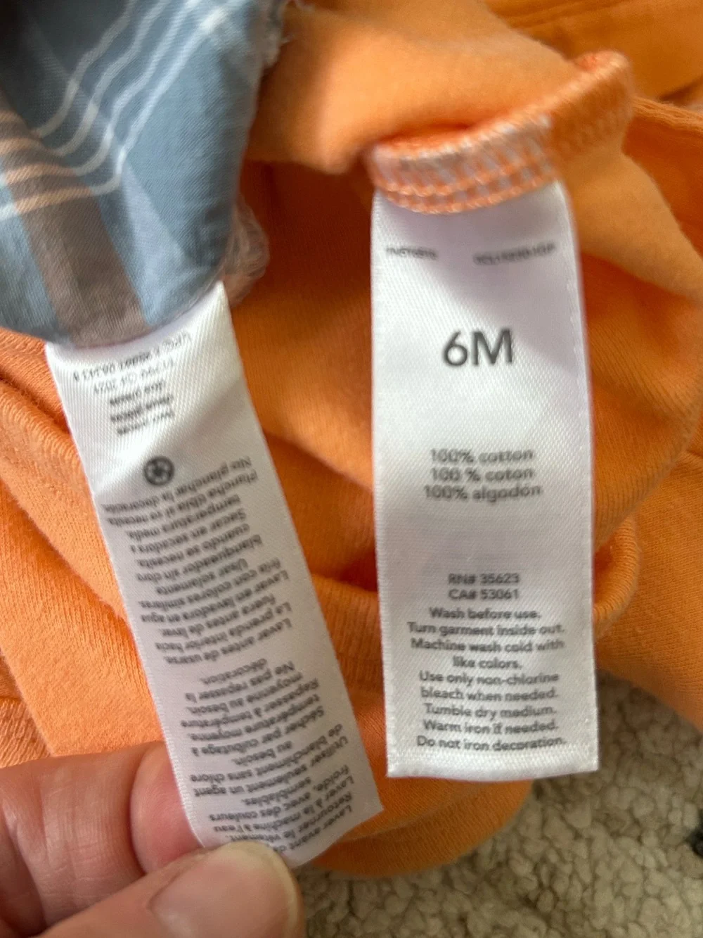 Carter’s Orange & Gray Plaid Shortalls for Baby 6 months - Picture 11 of 12